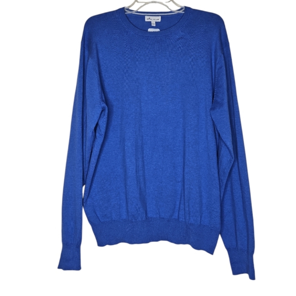 Peter Millar Men's Super Soft Pima Cotton, Silk & Cashmere Medium Blue Size L